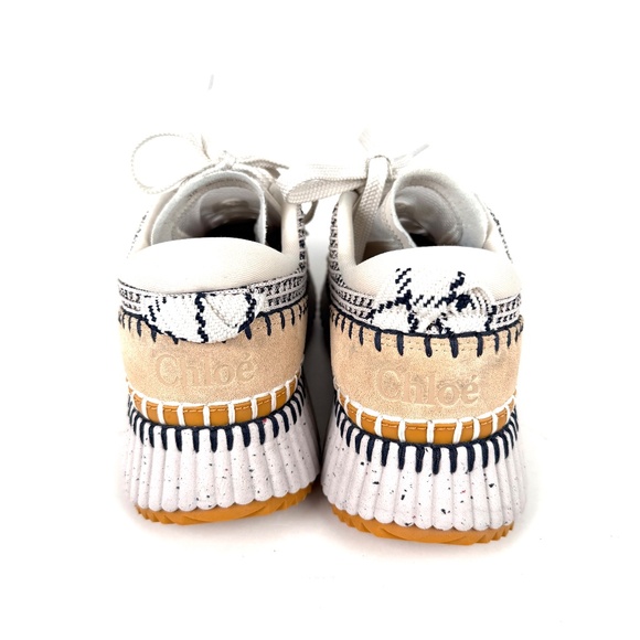 CHLOE Nama Stitch Walking Beige Biscotti Sneakers 38, 7.5 - Picture 7 of 13